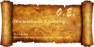 Ohrenstein Elektra névjegykártya